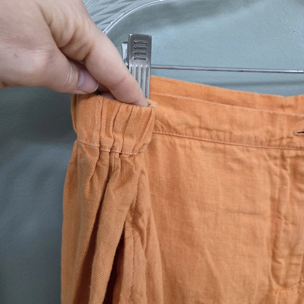 Flax 100% Linen Womens Pants Sunkist Orange Size Large Flowy‎ Coastal Beach